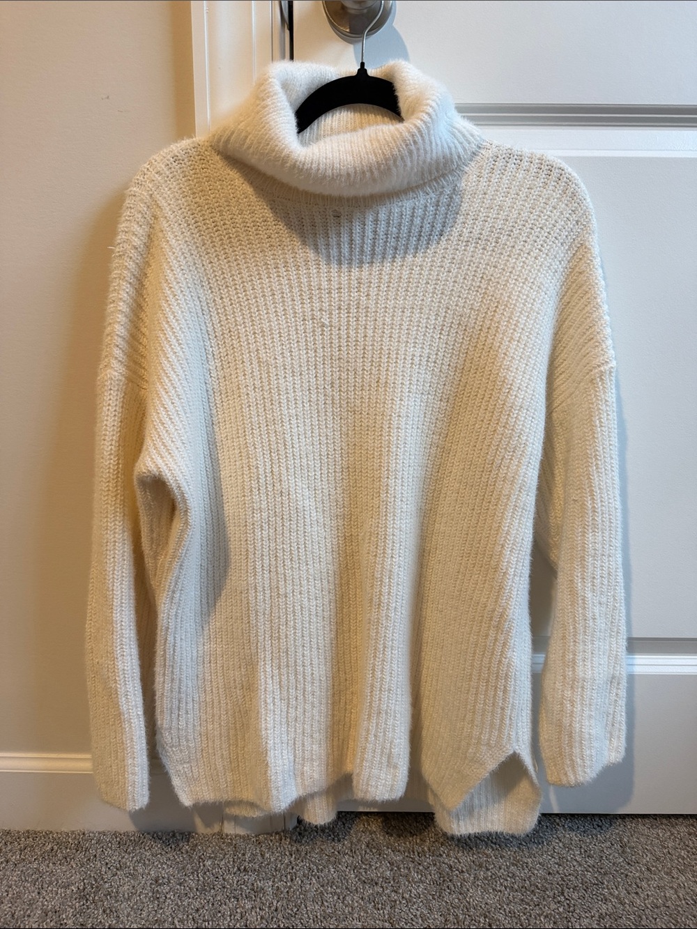 Abercrombie & Fitch Cream Turtleneck Ribbed Sweater